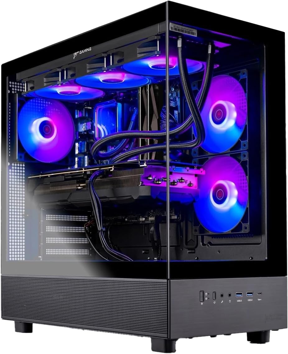 Official Amazon listing image of the black Skytech Gaming Azure 3 desktop with RGB cooling